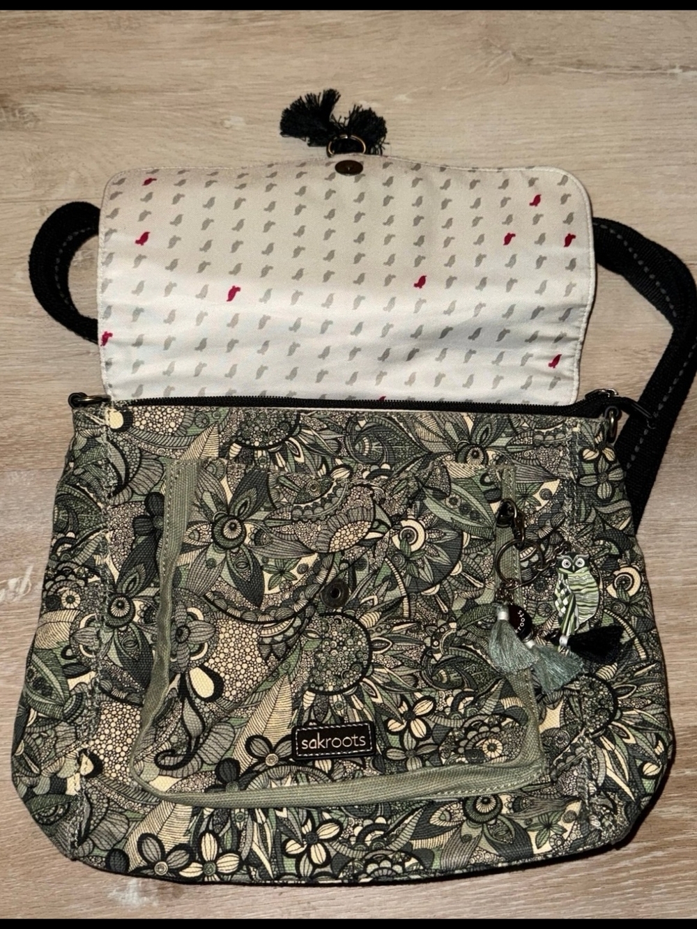 Sakroots Green Floral Canvas Crossbody Backpack - Picture 7 of 7